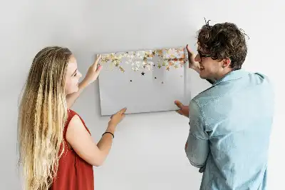 Pizarra borrable de cristal con imanes diseño estrellas