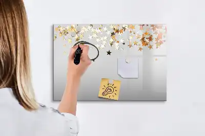 Pizarra borrable de cristal con imanes diseño estrellas