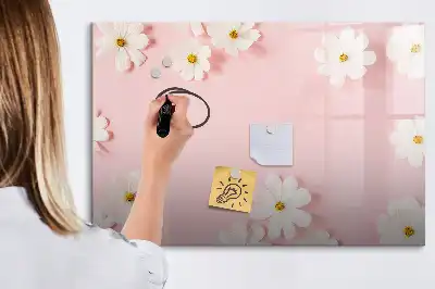 Pizarra magnética de pared modelo margaritas con rotulador
