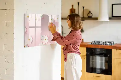 Pizarra magnética de pared modelo margaritas con rotulador