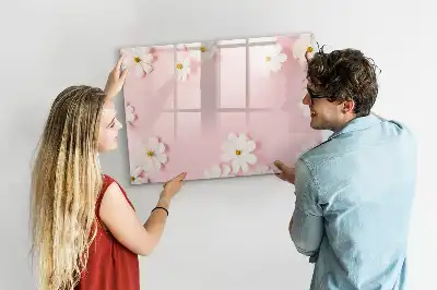 Pizarra magnética de pared modelo margaritas con rotulador