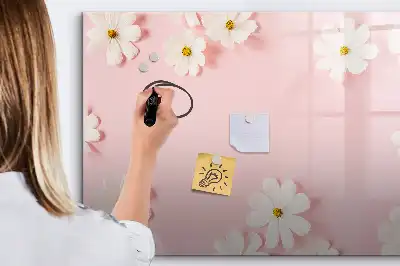 Pizarra magnética de pared modelo margaritas con rotulador