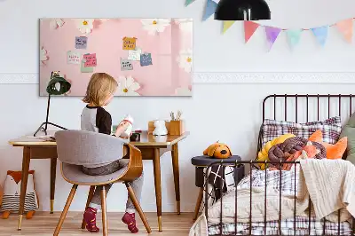 Pizarra magnética de pared modelo margaritas con rotulador