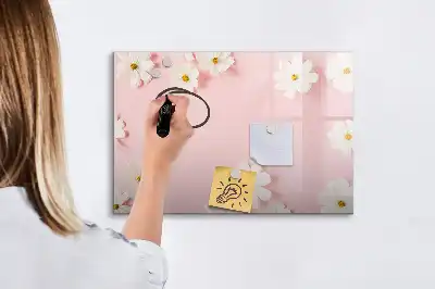 Pizarra magnética de pared modelo margaritas con rotulador