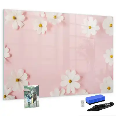 Pizarra magnética de pared modelo margaritas con rotulador
