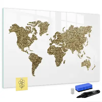 Mapa del mundo pizarra de cristal borrable con imanes