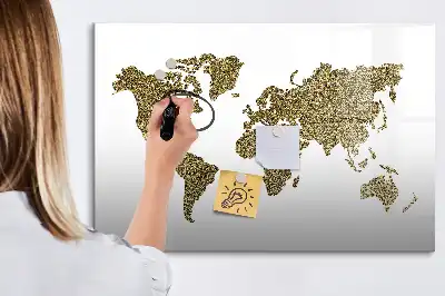 Mapa del mundo pizarra de cristal borrable con imanes