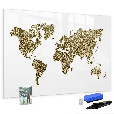 Mapa del mundo pizarra de cristal borrable con imanes