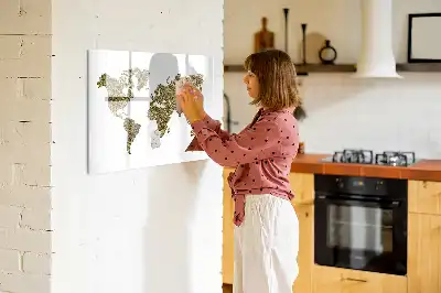 Mapa del mundo pizarra de cristal borrable con imanes