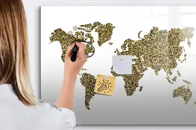 Mapa del mundo pizarra de cristal borrable con imanes