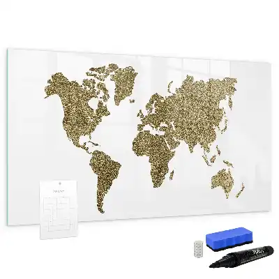 Mapa del mundo pizarra de cristal borrable con imanes