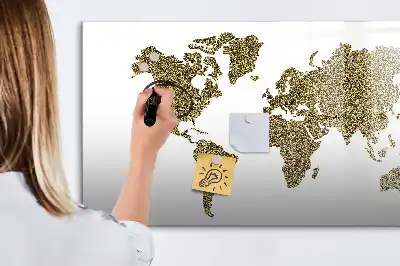 Mapa del mundo pizarra de cristal borrable con imanes