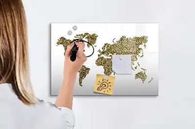 Mapa del mundo pizarra de cristal borrable con imanes