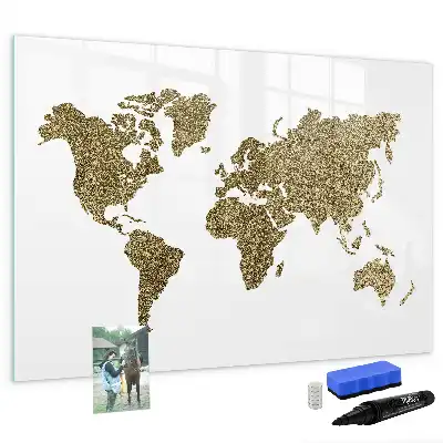 Mapa del mundo pizarra de cristal borrable con imanes
