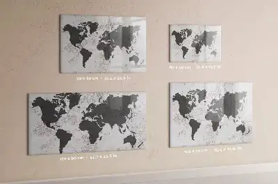 Pizarra magnética de pared diseño de mapa del mundo sobre hormigón con rotulador incluido