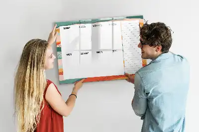 Pizarra semanal de cristal diseño retro con imanes