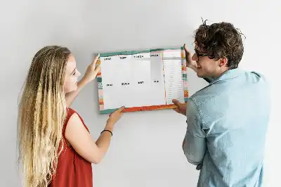 Pizarra semanal de cristal diseño retro con imanes