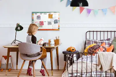 Pizarra semanal de cristal diseño retro con imanes