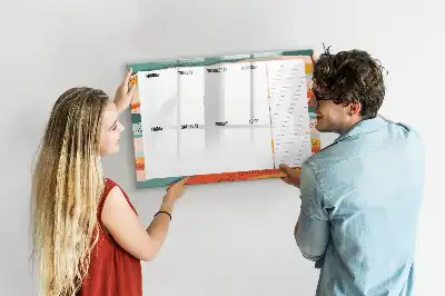 Pizarra semanal de cristal diseño retro con imanes