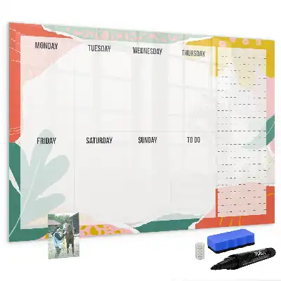 Pizarra magnética de pared con rotulador y planificador semanal