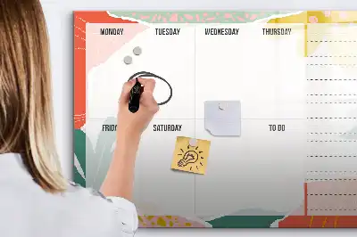 Pizarra magnética de pared con rotulador y planificador semanal