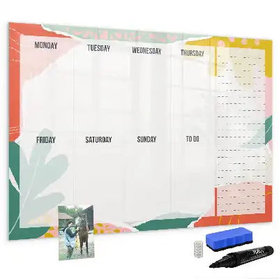 Pizarra magnética de pared con rotulador y planificador semanal