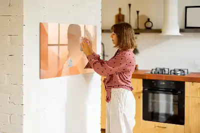 Pizarra magnética de pared diseño de abstracción de triángulos con rotulador