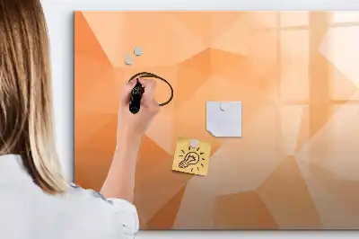 Pizarra magnética de pared diseño de abstracción de triángulos con rotulador