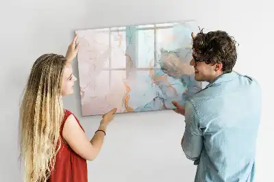 Pizarra de cristal magnética borrable diseño con imagen abstracta