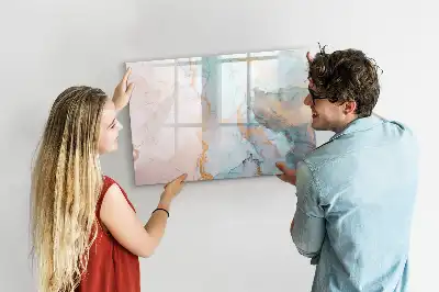 Pizarra de cristal magnética borrable diseño con imagen abstracta