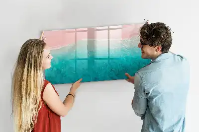 Pizarra borrable de cristal con imanes de diseño playa y mar