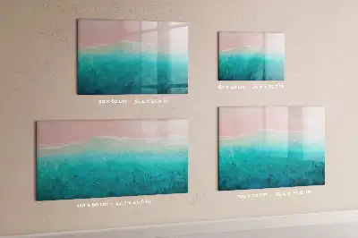 Pizarra borrable de cristal con imanes de diseño playa y mar