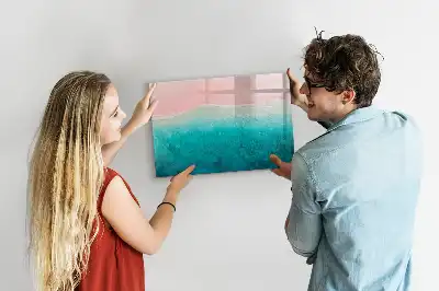 Pizarra borrable de cristal con imanes de diseño playa y mar