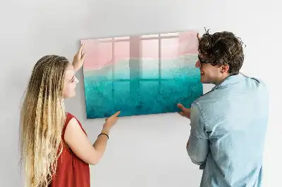 Pizarra borrable de cristal con imanes de diseño playa y mar