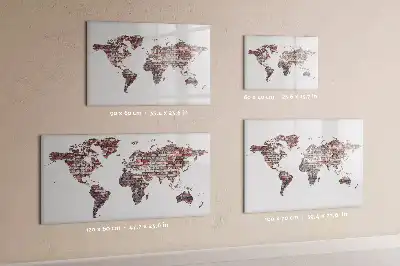 Mapa del mundo magnético de pared con rotulador y diseño de ladrillos