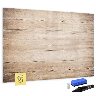 Pizarra de cristal magnética borrable con acabado de textura de madera