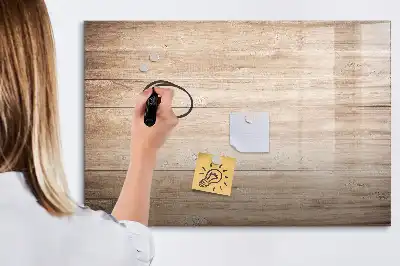 Pizarra de cristal magnética borrable con acabado de textura de madera