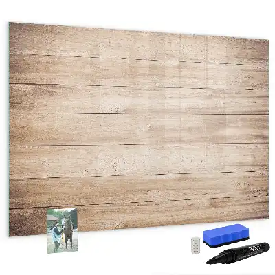 Pizarra de cristal magnética borrable con acabado de textura de madera