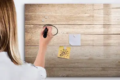 Pizarra de cristal magnética borrable con acabado de textura de madera