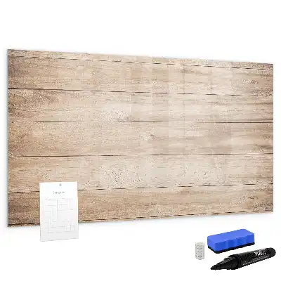 Pizarra de cristal magnética borrable con acabado de textura de madera