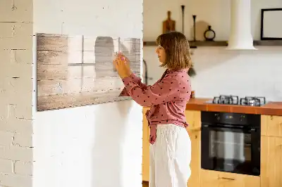 Pizarra de cristal magnética borrable con acabado de textura de madera