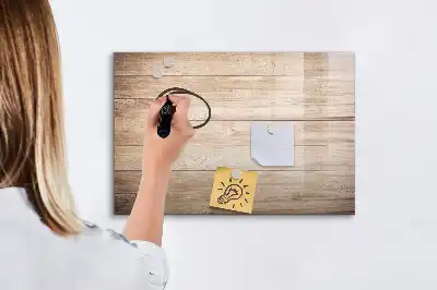 Pizarra de cristal magnética borrable con acabado de textura de madera