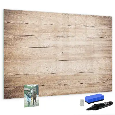 Pizarra de cristal magnética borrable con acabado de textura de madera