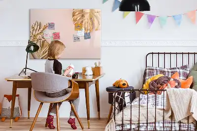 Pizarra magnética de pared con rotulador diseño de hojas tropicales doradas
