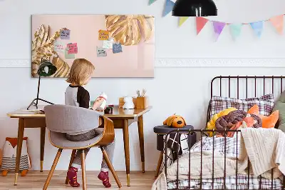Pizarra magnética de pared con rotulador diseño de hojas tropicales doradas