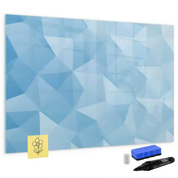 Pizarra borrable de cristal con imanes diseño de abstracción de triángulos