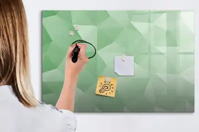 Pizarra borrable de cristal con imanes diseño con abstracción de triángulos