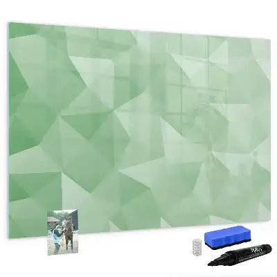 Pizarra borrable de cristal con imanes diseño con abstracción de triángulos