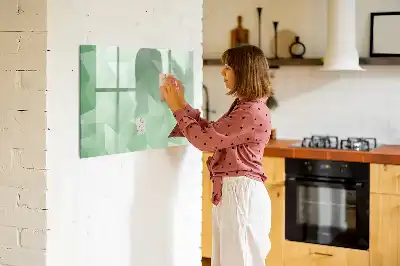 Pizarra borrable de cristal con imanes diseño con abstracción de triángulos
