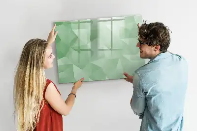 Pizarra borrable de cristal con imanes diseño con abstracción de triángulos